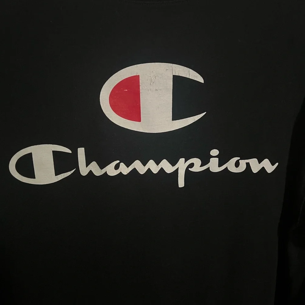 CHAMPION Classic Casual‎ Logo Long Sleeve T Shirt Black White Red Men's Size L